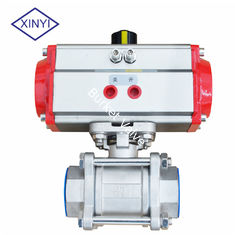 China XinYi DN50 ss304 motorized pneumatic Three-sheet ball valves with pneumatic actuator supplier