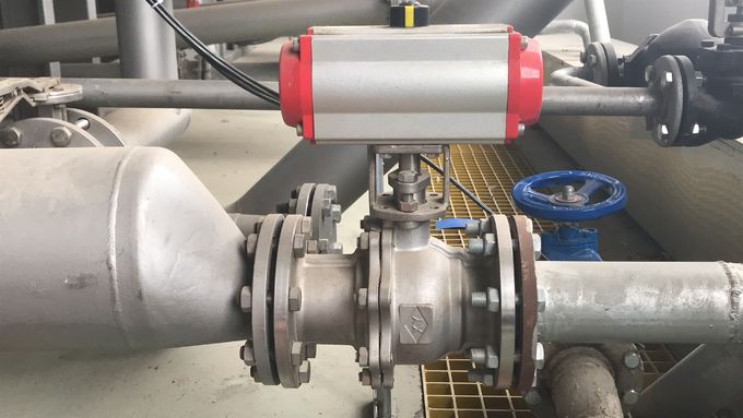 Aluminum alloy actuator Pneumatic Operated Flanged stainless steel Ball Valve for dyeing machine