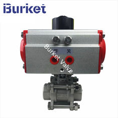 China Thread type ss304 motorized pneumatic Three-sheet ball valves with pneumatic actuator supplier
