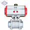 XinYi DN25 ss304 motorized pneumatic Three-sheet ball valves with pneumatic actuator supplier